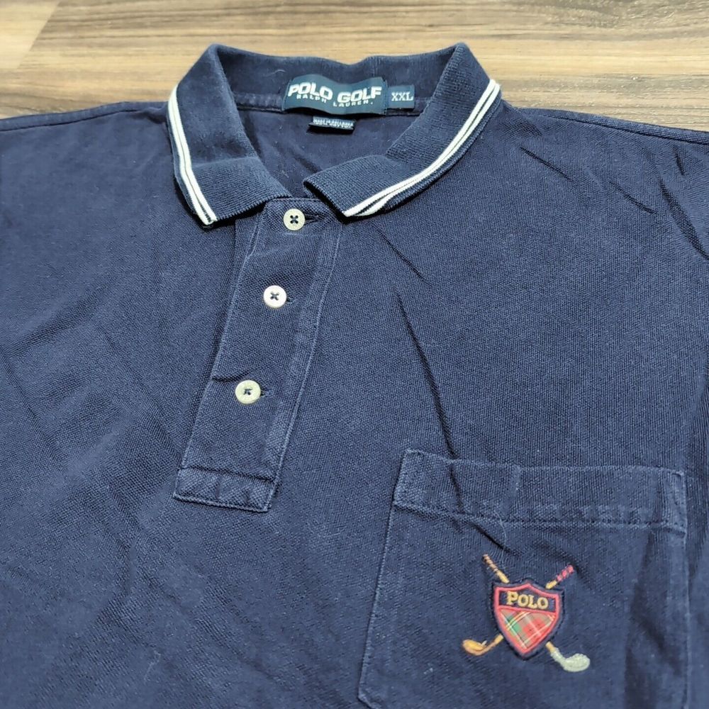 Polo Golf Ralph Lauren Polo Shirt Mens 2XL Blue‎ Crest Short Sleeve Casual W18